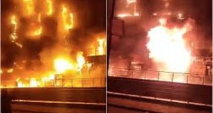 جحيم النيران يلتهم مول الكرامة... دمار هائل وخسائر بالملايين تهز العبور